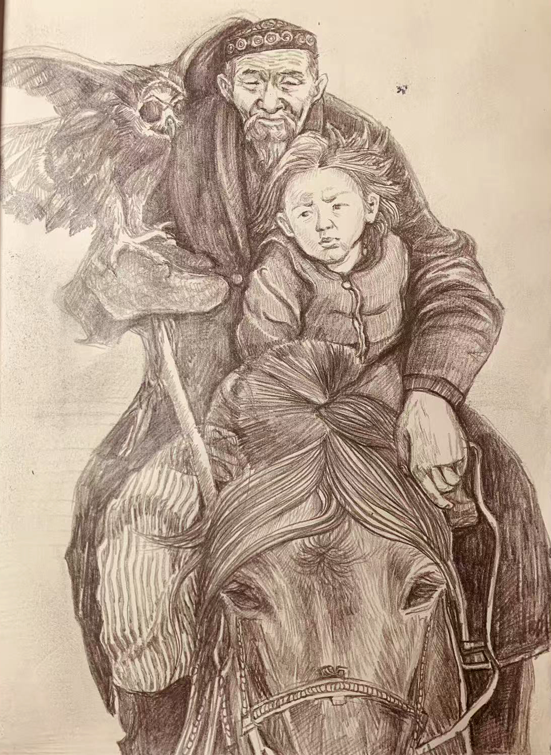 Padre e hijo a caballo